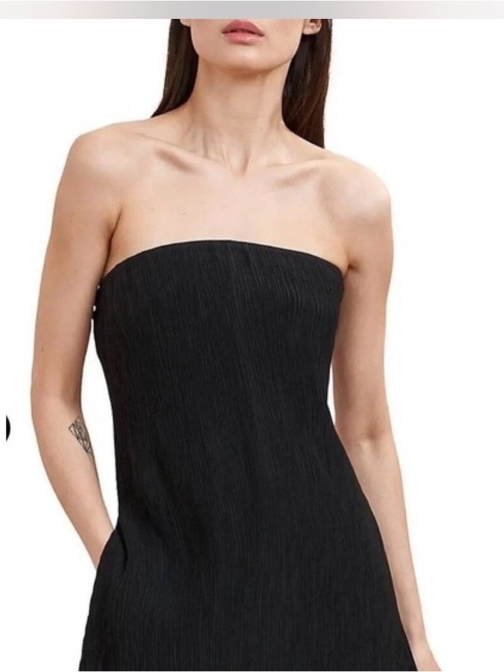 NWT La Ligne Black Aria Strapless Bustier Pleated Textured Top size 2